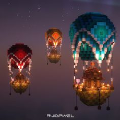 Minecraft Air Balloon Village in 2025 | Minecraft steampunk, Minecraft houses, Minecraft architecture
