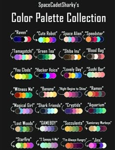 the color palette collection for spaceballshark's computer game system, which includes all