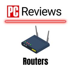 two routers with the words pc reviews on them and an image of a red light