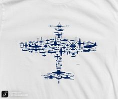 a t - shirt with an airplane pattern on it