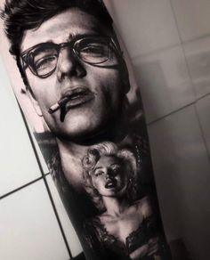 Portraits Tattoo, Realistic Portrait Tattoo, Tattoo Portrait Realistic, Black And White Portrait Tattoo, Black Portrait Tattoo, Al Capone Portrait Tattoo, Leg Sleeve Portraits, Celebrity Portraits Tattoo, Celebrity Portrait Tattoo