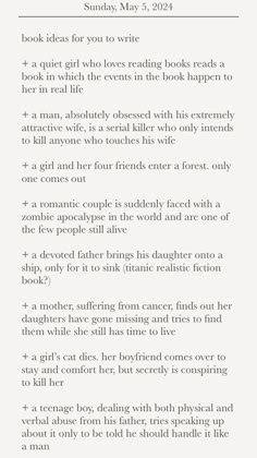 Book Writing Story Ideas