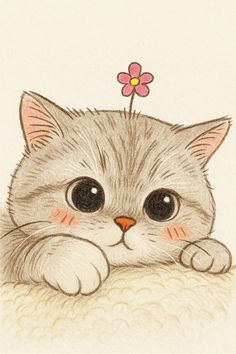 gatito en 2025 | Ilustración de gato, Dibujos bonitos, Dibujos sencillos