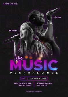 Live music concert poster design template psd file with fully editable image and text | Premium PSD in 2025 | Concert poster design, Music concert posters, Concert posters