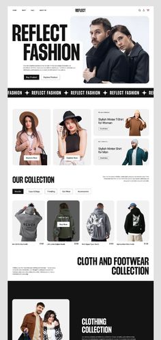 an image of a website page with many different items on the front and back pages