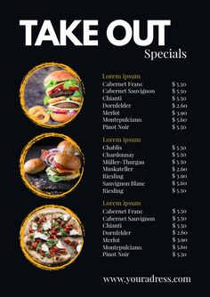 Copy of Take out Menu Price List Flyer Poster Food | Restaurant menu design, Menu design, Food menu template