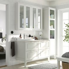 TÄNNFORSEN / RUTSJÖN Bathroom vanity with sink & faucet, white/white marble effec… in 2025 | Bathroom cabinets designs, Traditional bathroom cabinets, White vanity bathroom