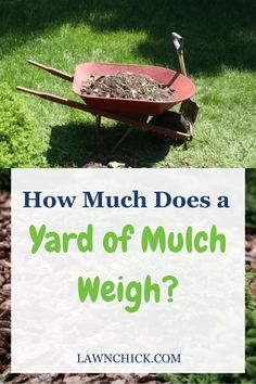 a wheelbarrow full of dirt with the words how much does a yard of mulch weigh?