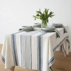 Linen Tablecloth Indigo Simply Stylish Pure Linen tablecloths Outdoor/Indoor Outside Spillproof Table Cloth Gift Scratch Resistant for Parties Holiday Kitchen D… in 2025 | Linen table runner, Table runners, Linen tablecloth