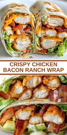 crispy chicken bacon ranch wrap on a plate