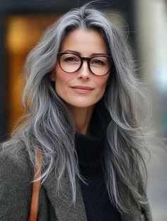 Long Hair Grey, Long Grey Hairstyles, Grey Hair With Bangs Over 50, Gray Hair Trends 2025, Grey Hair Long, Long Grey Hair Updo, Long Layered White Hair, Grey Hair Women, Long Gray Hair Over 60