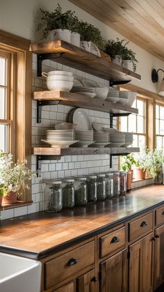 Maximize space with open shelving! 🛋️🌟 Perfect for small kitchens, bathrooms, and bedrooms. Get inspired with our creative solutions. 💡 Kitchen Open Shelf Storage, Kitchen Shelves And Cabinet Ideas, Open Cabinet Shelves, Shelves For Kitchen Cabinets, One Open Shelf In Kitchen, Open Upper Kitchen Shelves, Kitchen Remodel Shelves, Small Kitchens With Shelves, Open Upper Cabinets