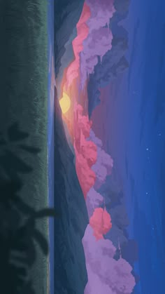 an image of a painting that looks like it is going down the hill to the sun