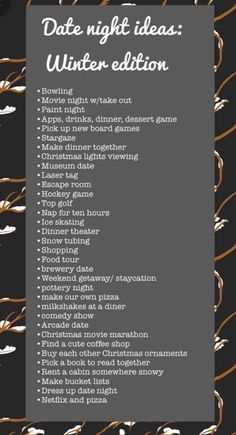 Date Ideas For Gf, Date Board Ideas, Things To Do With Your Boyfriend For Christmas, Monthly Date Ideas, Things To Do In December With Boyfriend, House Date Night Ideas, Date Night Ideas For Couples, Anniversary Things To Do, Romantic Date Ideas Aesthetic
