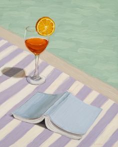 Ieva Noula | Evanou Art on Instagram: "‘Happy Hour’ 🏖️ 🍹☀️ New & available Oil on linen canvas Size 40x50cm Framed  #oilpainting #booklover #art" in 2025 | Art inspiration painting, Painting art projects, Whimsical art journal
