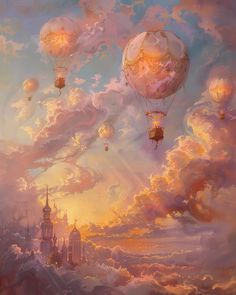 Ellrie on Instagram: "One way to get to the city in the sky ☁️⁠ ⁠ ⁠ ⁠ #landscape #aiimage #aipainting #digitalart #art #aiphoto #sky #sunrise #sunset" in 2025 | Sky art, Dreamy art, Aesthetic art