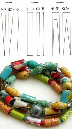 the instructions for making beaded necklaces with different colors and sizes, including beads