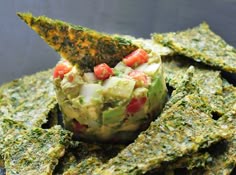 Raw Corn and Kale Chips with Chunky Guacamole Recipe