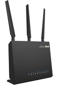 an asus router is shown with two antennas
