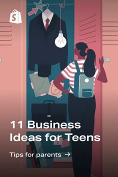 Illustration of a teen opening a locker to reveal business apparel and tools