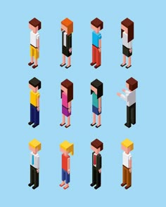an image of people in different poses on the same color and size as well as blue background