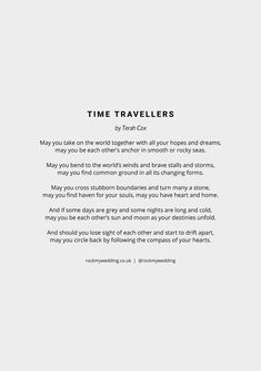 Time Travellers by Terah Cox Wedding Reading - Rock My Wedding | Rock My Wedding in 2025 | Wedding readings from literature, Wedding poems reading, Wedding ceremony readings