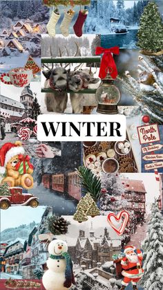 a collage of christmas images with the words winter