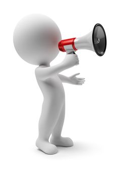 a person with a red and black megaphone