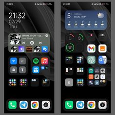 two screens showing different icons on the same screen