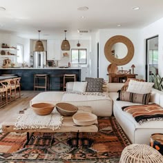 A serene space with artsy furniture and farmhouse charm in 2025 | Home living room, Boho living room, House interior