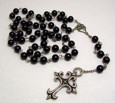 F O R S A K E N ~ A Handmade Gothic Rosary Necklace by Blood Flowers Most Expensive Rosary, Rosary Vampire Anime, Gothic Rosary, Gothic Rosary Necklace, Grunge Rosary Necklace, Goth Rosary Necklace, Vampire Clothes, Rosary Necklace, Rosary