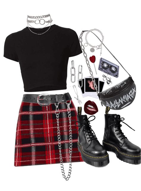 Punk Outfits Polyvore, Goth Punk Outfits, Cute Punk Rock Outfits, Punk Rock Girl Outfits, Punk Outfits Aesthetic, Punk Rock Outfits Aesthetic, Punk Inspired Outfits, Punk Rock Outfits, Cute Punk Outfits