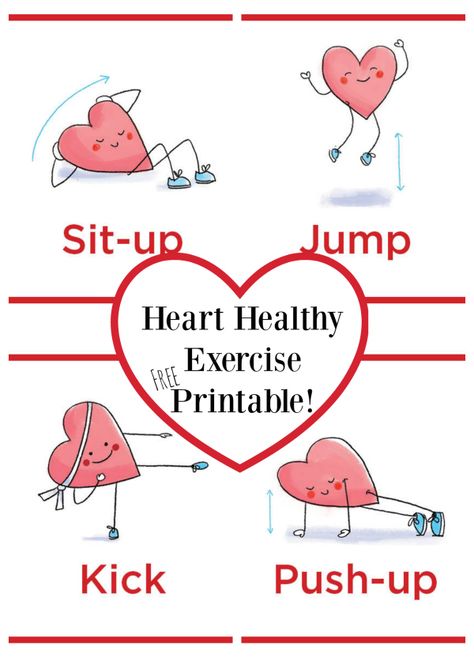 Join in on some heart healthy exercise with this FREE printable! Kids can get healthy as they play this heart-shaped game, perfect for Valentine's Day.