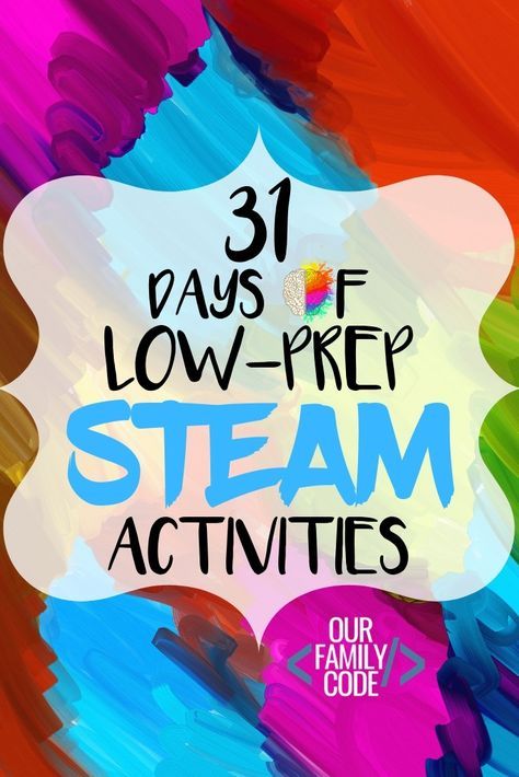 For the month of October, we will be sharing a daily low-prep STEAM (Science, Technology, Engineering, Art, Math) activity. You and your kiddos are going to love all of the low-prep STEAM activities that we have in store at OurFamilyCode! #daysofSTEAM #31dayschallenge #STEAMactivitiesforkids #monthofSTEAM #scienceforkids #engineeringforkids #technologyforkids #artforkids #mathforkids #lowprepSTEAM #5minuteSTEAM #STEAM #STEM Pre K, Steam Activities Elementary, Steam Activities, Steam Education, Steam Lessons, Steam Learning, Steam Challenges, Steam Projects, Steam Science