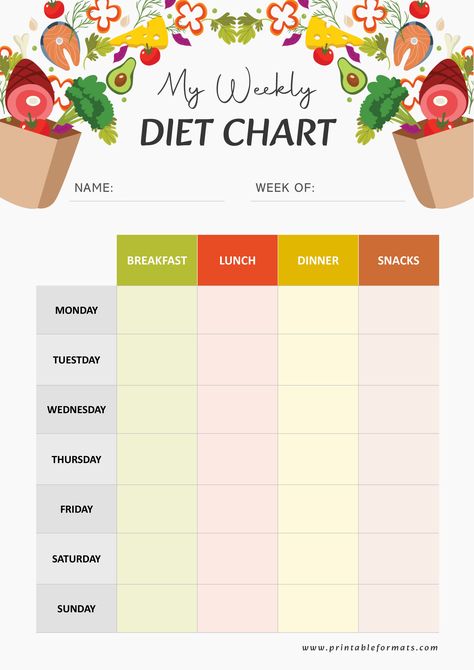 Diet Chart Template Jadual Waktu Makan Diet, Weekly Diet Planner, Diet Chart Template, Diet Plan Template, Healthy Menu Planning, Weekly Food Planner, Meal Plan Template, Diet Template, Monthly Calender