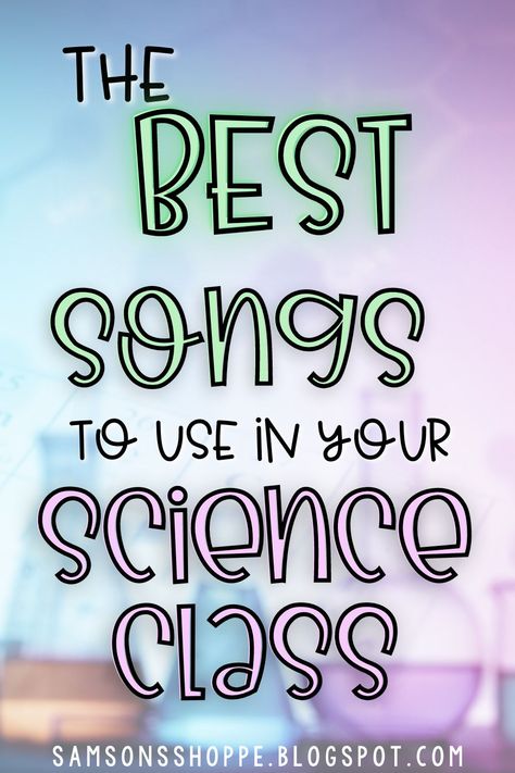 YES! You CAN integrate songs into the middle school science classroom! There are SO many popular songs that can be integrated into your middle school science activities. Check out this list for songs that can be used when teaching the periodic table to kids, when teaching middle school space lessons, physics or the human body systems! A great way to start virtual classroom meetings, for classroom transition ideas or as introduction to a science topic. samsonsshoppe.blogspot.com #samsonsshoppe Middle School Science Experiments, Middle School Science Class, Middle School Science Activities, Science Games Middle School, Middle School Science Teacher, Middle School Science Lab, High School Science Experiments, Teaching Middle School Science, Life Science Middle School