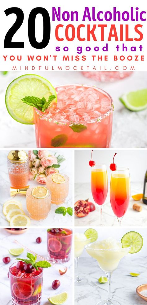 20 extremely good non alcoholic mocktails and cocktails so good that you won't mess the booze! Perfect for a 1 or a crowd! Alcohol, Alcohol Drink Recipes, Alcoholic Cocktails, Non Alcoholic Cocktails, Non Alcoholic Drinks, Drink Recipes Nonalcoholic, Alcohol Free Drinks, Best Non Alcoholic Drinks, Mocktail Drinks