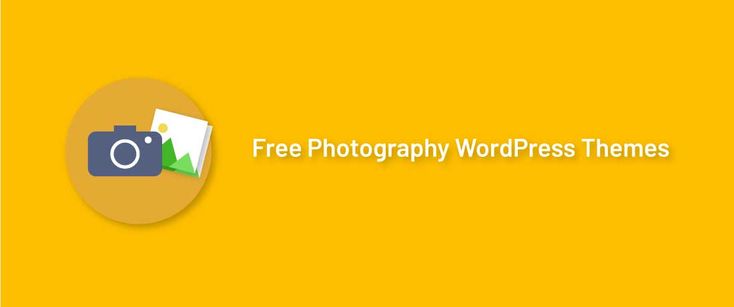 a yellow background with the words free photography wordpress themes in white and green on it