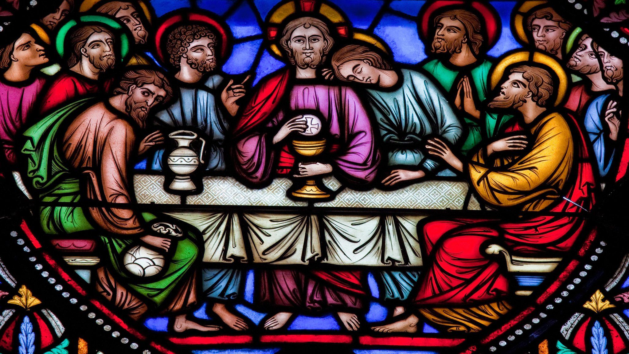 Last supper stained glass