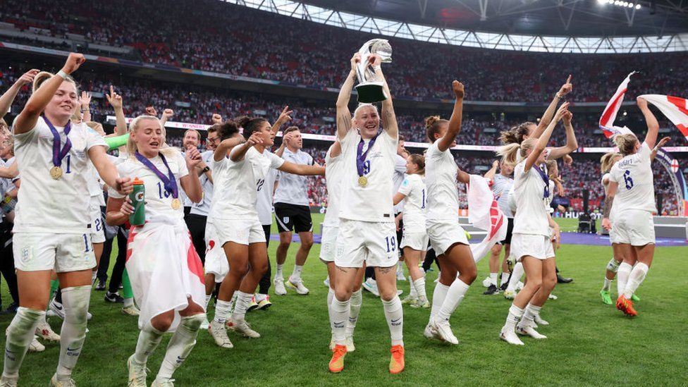 Lionesses celebrate after winning
