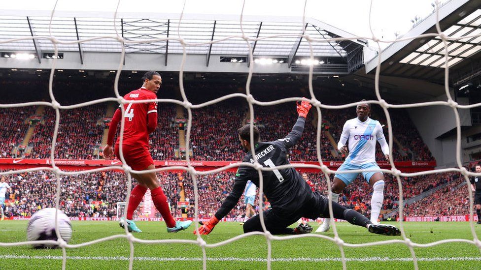 Crystal Palace's Eberechi Eze scores against Liverpool