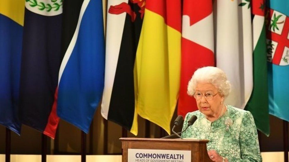 Queen Elizabeth II speaking at Commonwealth Heads of Government Meeting in London