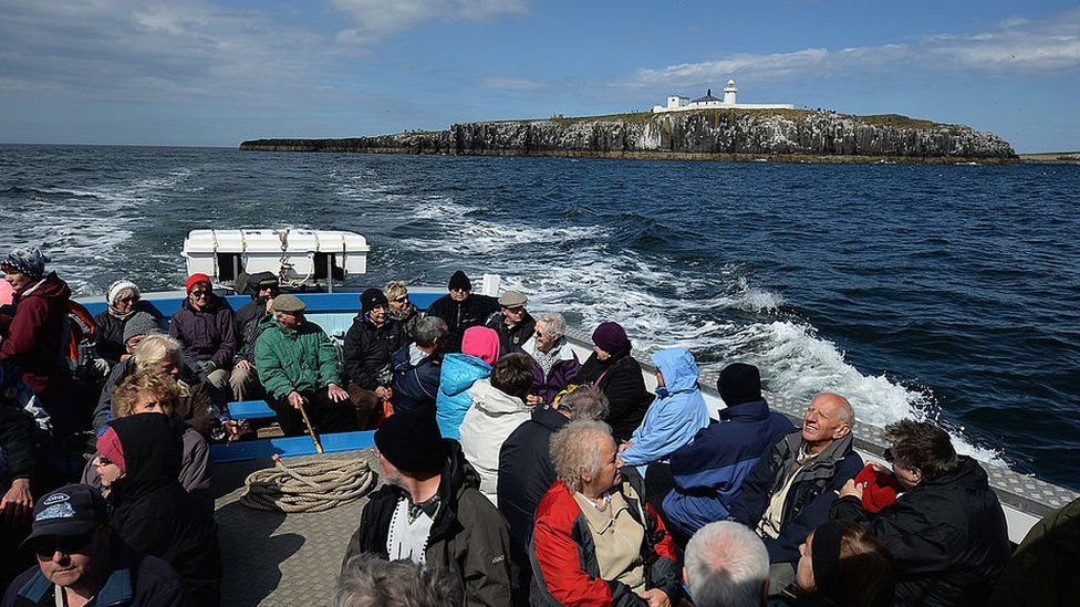 People on a boat going to Inner Farne