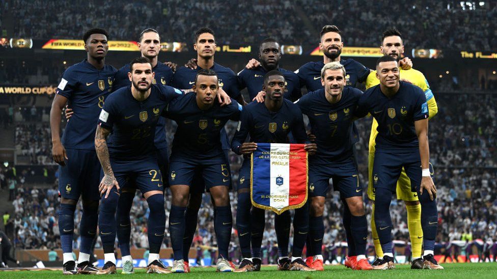France players line up for team photos ahead of Qatar World Cup final