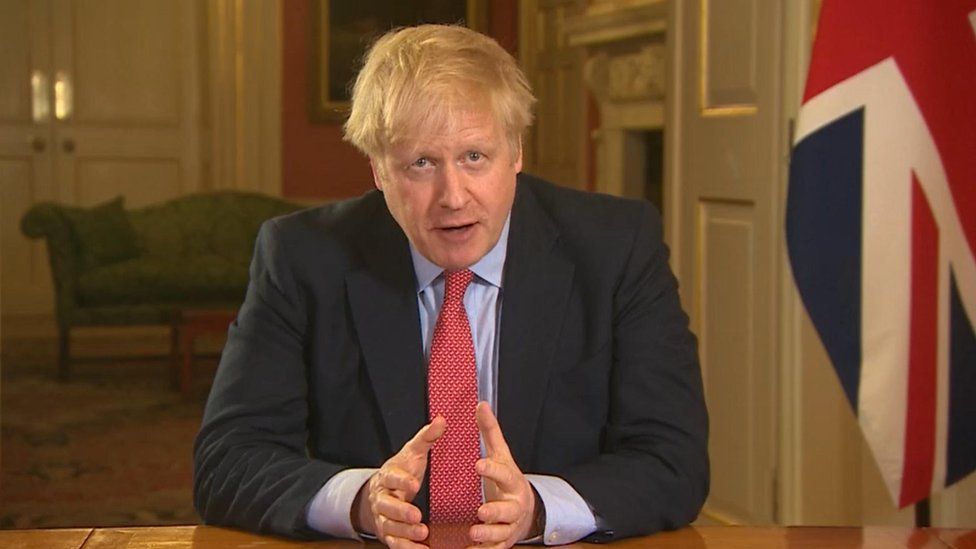 Boris Johnson addressing the nation on TV