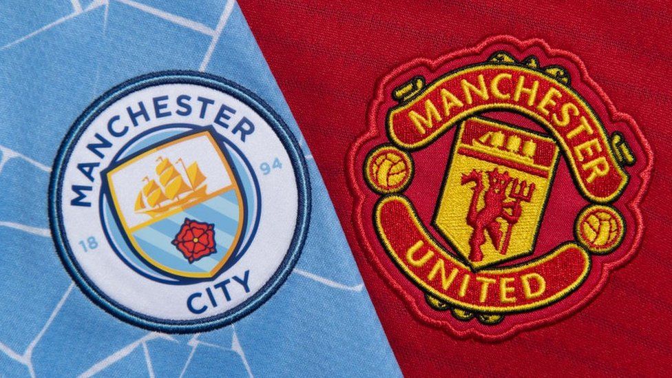 Manchester City and Manchester United badges
