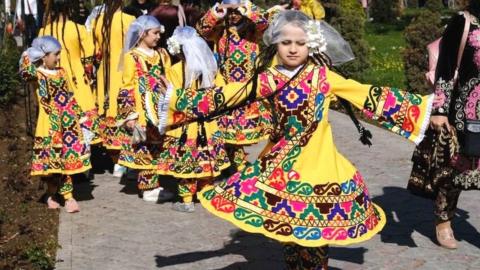 Children are dressed up to take part in Nowruz celebrations in Dushanbe, capital and largest city of Tajikistan.