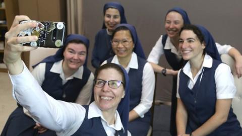 Nuns of the Daughters of St Paul convent in Boston, Massachusetts