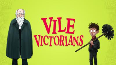 Giant red logo saying Vile Victorians.