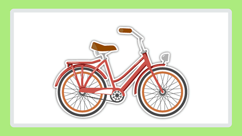 An illustration of a red bicycle. 